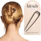 Kitsch Metal French Hair Pin for Women - Elegant Hair Accessories, Ideal for Buns & French Twist, Designed for a Secure, Comfortable Fit | Ideal Gifts for Women - Hematite
