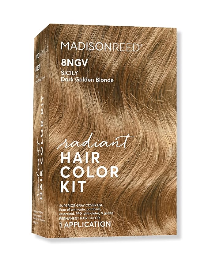 Madison Reed Radiant Hair Color Kit - 8NGV Dark Golden Blonde with Champagne Tones (Sicily), Dimensional Gray Hair Blending Permanent Hair Dye, PPD-Free & Ammonia-Free, 1 Pack