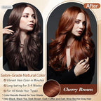 Instant Cherry Brown Hair Dye Shampoo for Vibrant Hair Color, Natural Herbal Hair Color Shampoo Hair Dye, 3 in 1 Coloring & Care Formula Lasts 3-4 Weeks, Easy & Quick to Use for Women Men, 500ML
