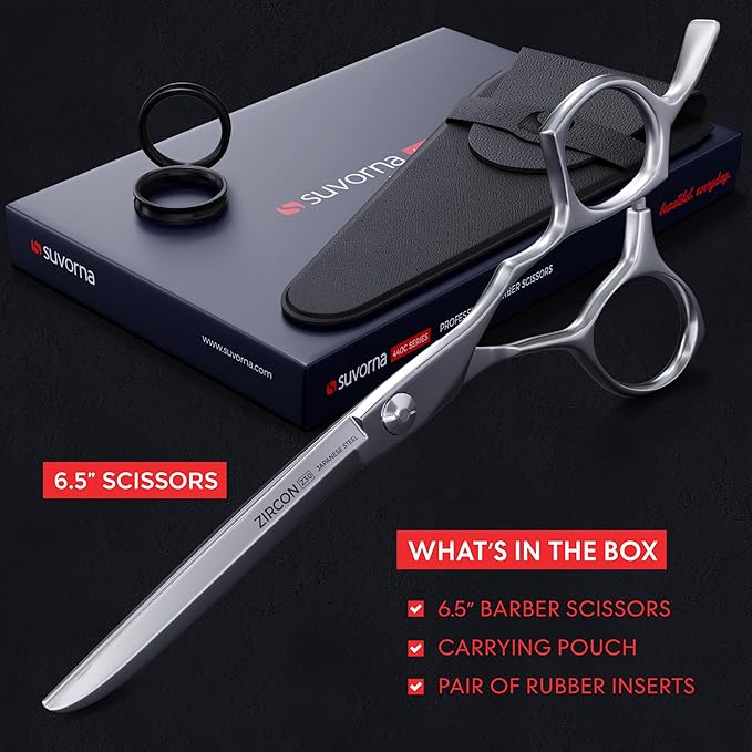 Suvorna Professional Hair Cutting Scissors - 6.5" Barber Shears for Hair Cutting - Japanese Stainless Steel Haircut Scissors for Barbers and Hairdressers - Razor Edge Hair Shears for Women and Men