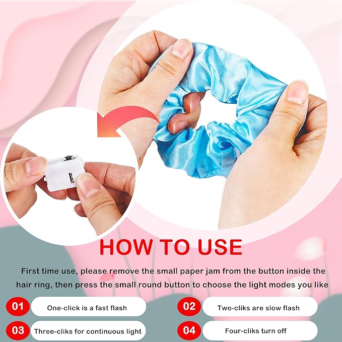 48 Pcs Light up Scrunchies Luminous Hair Scrunchies Neon Colorful Hair Tie for Women Girls Glow in the Dark Christmas Carnival Party Supply