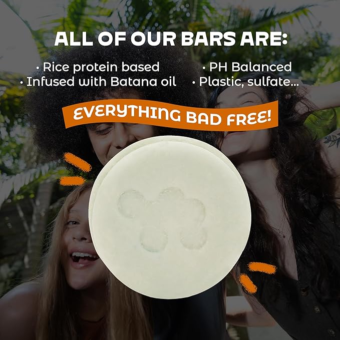 NOLE CARE Sustainable Conditioner Bar with Batana Oil, Fragrance Free, for a Radiant Hair (2.12 Oz Bar) - Sustainable, PH Balanced, Rice Protein Conditioner, Plastic-Free