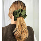 CEELGON Olive Green Big Corduroy Scrunchie 6.5 Inches Jumbo Scrunchies Hair Ties Oversized Ponytail Holder for Thick Curly Hair Extra Large Hair Accessories for Women (Olive Green)