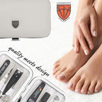 3 Swords Germany - Brand Quality 6 Piece Manicure Pedicure Grooming kit Set - Scissors, Metal and Glass Nail File, Clipper, Tweezers with Synthetic Leather case - White/Black Tools