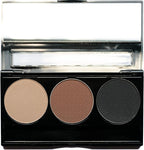 Matte Black, Medium Brown and Off White Vegan Eyeshadow Trio Palette; Talc, Paraben & Cruelty Free
