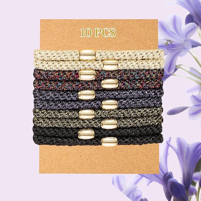Hair Ties No Damage - 10PCS Ponytail Holders - Elastic Hair Ties for Thick Hair - Braided Hair Bands for Women Girls's Hair - Bright Star