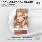 L’Oreal Paris Excellence Universal Nudes Permanent Hair Color, Ammonia Free Hair Dye for Gray Hair Coverage, 8N Natural Blonde, 1 Hair Dye Kit (Pack of 2)