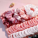 YANRONG Hair Accessories Set: 755PCS Seamless Ponytail Holders, Scrunchies, Hair Bands, and Hair Ties for Thick and Curly Hair (Gradient Powder)