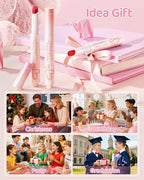 RUNBEN Kids Tinted Lip Balm, Fresh Cherry Lips Gloss, 24H Moisturizing, Safe & Non-toxic Lipstick for Kids & Teen, Christmas Makeup Gift for Girls, 2g