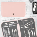 3 Swords Germany - brand quality 16 piece manicure pedicure grooming kit set fashion leather case light pink, Made in Germany