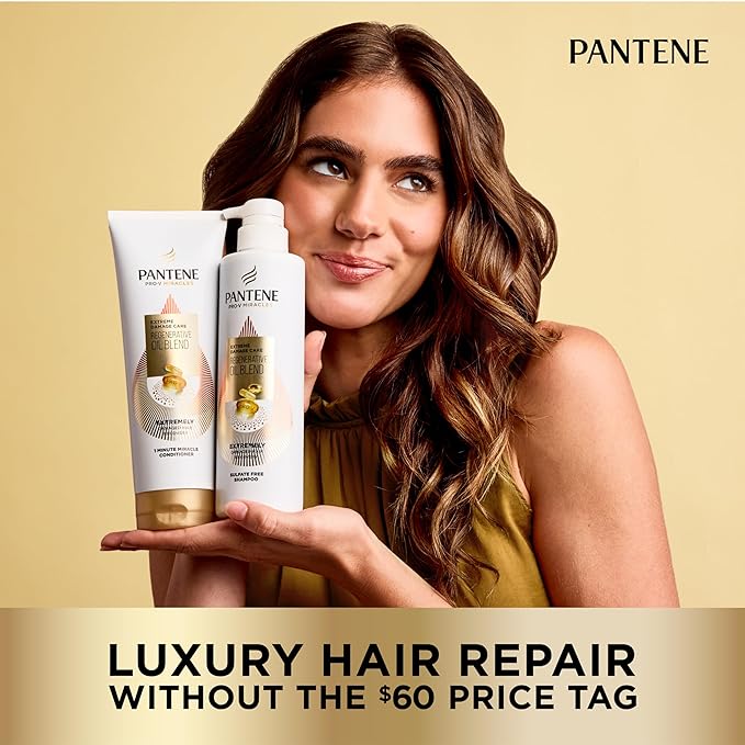 Pantene Pro-V Miracles Sulfate Free Shampoo, Extreme Damage Care Regenerative Oil Blend, Soften and Strengthen Stressed, Dry, Damaged Hair, Argan & Jojoba Oils, Paraben-Free, 13.5 Fl Oz