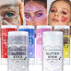 Red Body Glitter Stick, Halloween Face Glitter Makeup,Holographic Hair Glitters Mermaid Makeup Rave Outfits for Women, Shimmer Face Paint Stick for Christmas (Red)