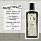 AMERICAN CREW Men's Pre Styler Boost Shampoo for Fine & Thin Hair, Instantly Volumizing Formula, Adds Volume, Lift, & Shine, Vegan, 8.4 fl oz