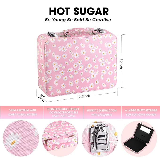 Hot Sugar Makeup Kit for Teenager Girls 10-12, All in One Beginner Makeup Kit for Women Full Kit, Teen Cosmetic Gift Set on Birthday Christmas (Pink Daisy)