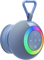 Shower Speaker Bluetooth Waterproof Portable: Birthday Christmas White Elephant Gifts Stocking Stuffers for Adults Teens, IPX7 Loud Sound with Suction Cup Removable, Cool Gadgets with Light-Blue