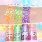 DAGEDA Light Pink Body Glitter Stick,Sparkly Face Glitter Makeup,Holographic Hair Glitters Mermaid Makeup Rave Outfits for Women, Shimmer Face Paint Stick Singer Concert Accessories