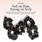 Kitsch Satin Scrunchies for Women – No Crease Hair Ties – Soft Satin Hair Scrunchies for Girls – Frizz Free, Gentle, Stylish Hair Accessories | Ideal Gifts for Women – Black, 5 pcs