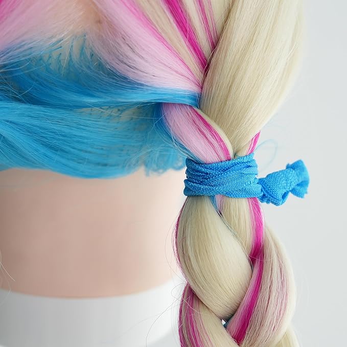 MEEDEE Turquoise Blue Soft Knotted Elastic Hair Ties - 100 Pack, No Crease, No Damage, Ouchless for Pony Tails and Yoga, Multi-Use as Bracelets