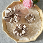 3 Pieces Satin Scrunchies Set for Hair No Crease Elastic Hair Ties for Women and Girls (Taupe)
