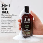 American Crew Shampoo, Conditioner & Body Wash for Men, 3-in-1, Gift for Men, Tea Tree Scent, 33.8 Fl Oz