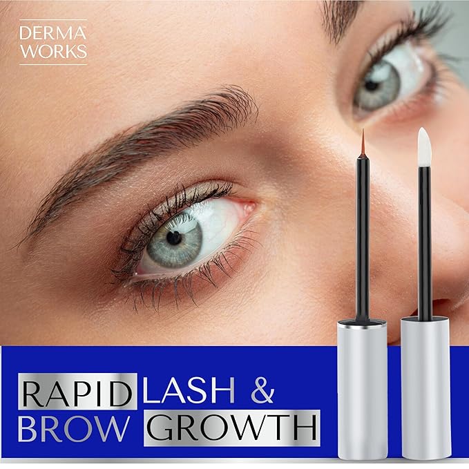 ADVANCED BROW & LASH SERUM SET - Eyelash Growth Serum + Eyebrow Growth Enhancer - Hormone-free Peptide Formula for Longer Natural Lashes & Fuller Eyebrows - Sérum de Pestañas y Cejas by DERMAWORKS