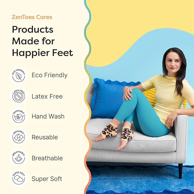 ZenToes Moisturizing Socks for Cracked Heel Treatment, Vitamin E, Olive Oil and Jojoba Oil Heel Socks, Stocking Stuffers for Women, Spa Self Care Gifts for Women (Cheetah, Regular)