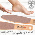 3 Swords Germany Brand Quality Foot File Made from German Beech Wood, Two-Sided Smooth and Rough, Hard Skin Callus Removal
