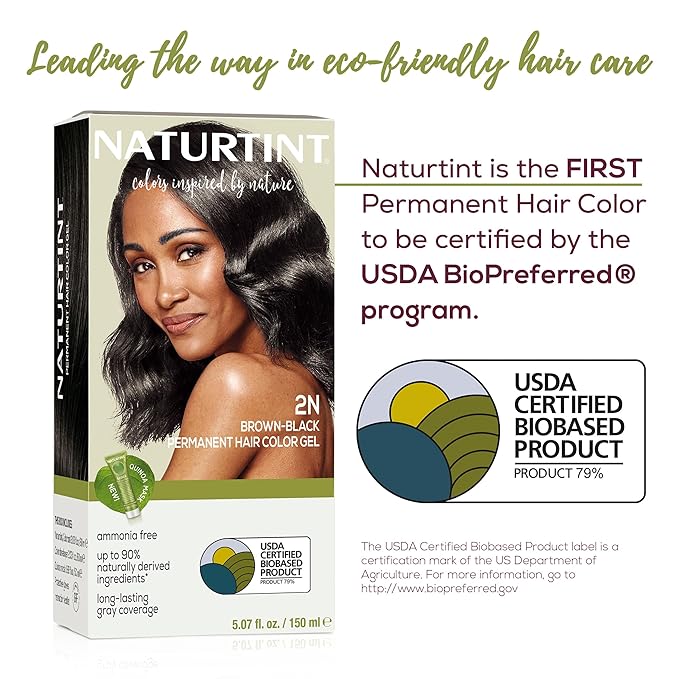 Naturtint 2N Brown Black Permanent Hair Color (Pack of 6), Ammonia Free, Vegan, Cruelty Free, up to 100% Gray Coverage, Long Lasting Results (Packaging may vary)