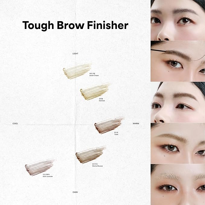ENTROPY MAKEUP Tough Brow Finisher, 2-In-1 Brow Tint Mascara with Built-In Comb, Skinny Brush, Long-Lasting, Lightweight, Natural Hold and Soft Tint, Toast