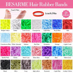 28 Colors Rubber Bands with 8 Hair Styling Tools, 1500 Pcs Colorful Elastic Ties Small Rubber Bands Baby Toddler Ties for Girls Hair Accessories