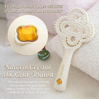 Simetra Detangler Hair Brush for Woman and Men, Original Detangling Brush for Curly Hair/Fine &Thick/Wet & Dry Hair, Holiday Present Hairbrush - Natural Crystal Inlay & 14K Gold Plating