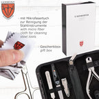 3 Swords Germany - Brand Quality Professional Toe Nail Nipper Set Stainless Steel INOX Wave Nipper, Head Cutter, Nail File Finger Clipper, Tweezers with case for ingrown Toe Nails by 3 Swords (202)