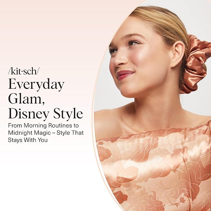 Kitsch & Disney Satin Scrunchies for Women - No Crease Hair Ties for Girls | Big Scrunchies with All Hair Types and Textures, Perfect for Day or Night | Ideal Gifts for Women - 2 Pcs, Desert Crown