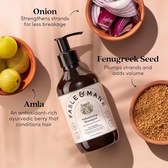 Fable & Mane Volumizing Shampoo, adds Weightless Volume from Root to Ends. Cleanses and Shine-Boosting with Alma For Thinning, Fine or Medium Hair Types