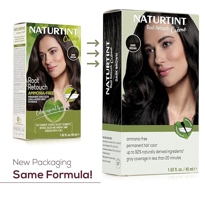 Naturtint Dark Brown Root Retouch Crème Permanent Hair Color - Ammonia Free, Conceal Grays, No Artificial Scent, 1.52 Fl Oz