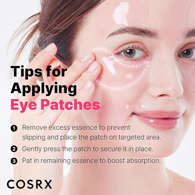 COSRX Pink Peptides Collagen Hydrogel Eye Patch for Puffy Eyes and Dark Circles, Under Eye Mask, 60 Under Eye Patches, Korean Skin Care - Stocking stuffers for women
