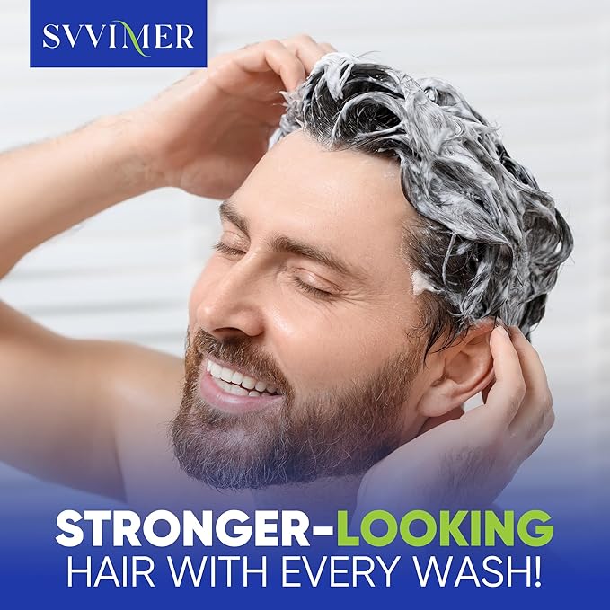 Svvimer Hair Growth Shampoo for Men - Biotin Thickening Shampoo with Rosemary Tea Tree Oil Caffeine for Hair Loss and Thinning - 13.5 Fl Oz (Pack of 1)