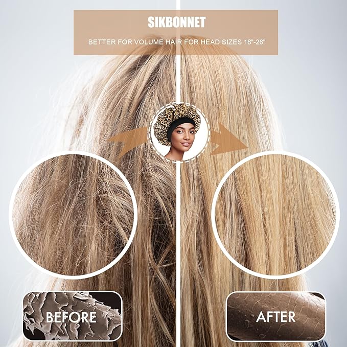 Satin Silk Bonnet for Sleeping, Soft Satin Lined Hair Bonnet for Women, Double Layer Sleep Nightcap