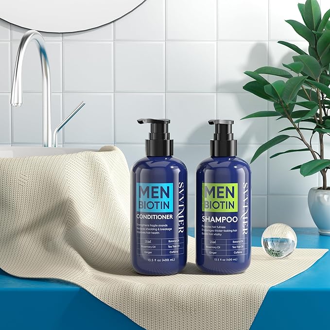 Svvimer Hair Growth Shampoo for Men - Biotin Thickening Shampoo with Rosemary Tea Tree Oil Caffeine for Hair Loss and Thinning - 13.5 Fl Oz (Pack of 1)