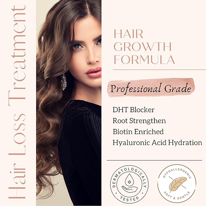 Hair Growth Serum – Advanced Biotin with Caffeine, Peptides, Botanical Extract for Thicker, Fuller, Longer Hair, Reduces Hair Thinning, Hair Regrowth Tonic, Hair Loss Treatment for Men & Women, 30ml