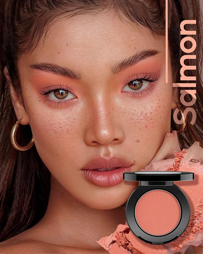 Single Salmon Eyeshadow Matte Handmade Pressed Eyeshadow Palette Long Lasting With No Creasing Pigmented Red Eye Shadow (Salmon)