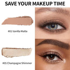 FV Waterproof Eyeshadow Stick Duo,Long-Lasting Cream Eye Shadow Makeup Sets, High Pigmented Eyeshadow Pencil with Matte & Shimmer Finish, Natural Look (Vanilla & Champagne)