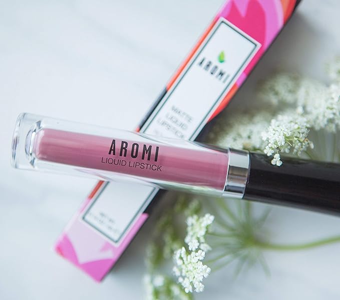 Aromi Dusty Rose Matte Liquid Lipstick | Universally Flattering Pink Lip Color, Vegan + Cruelty-free, Long-Lasting Makeup, All Day Night Lipstick (Rosy Rose)