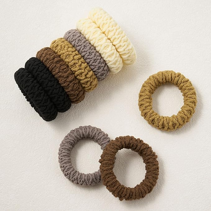 10 Pcs No Damage Hair Ties Thick Hair Elastic Rubber Bands Hair Accessories Scrunchies Seamless for Women