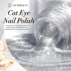 AZUREBEAUTY Cat Eye Nail Polish Fast Drying Silvery Glitter Top Coat Nail Polish Moonlight Natural Glassy Shine Salon Quality for Women Girl Gifts