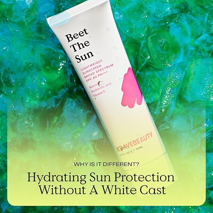 KraveBeauty Beet The Sun SPF 40 – Korean-Inspired Daily Broad Spectrum Sunscreen, Non-Greasy Chemical SPF, No White Cast, Vegan & Cruelty-Free, 1.7 fl oz