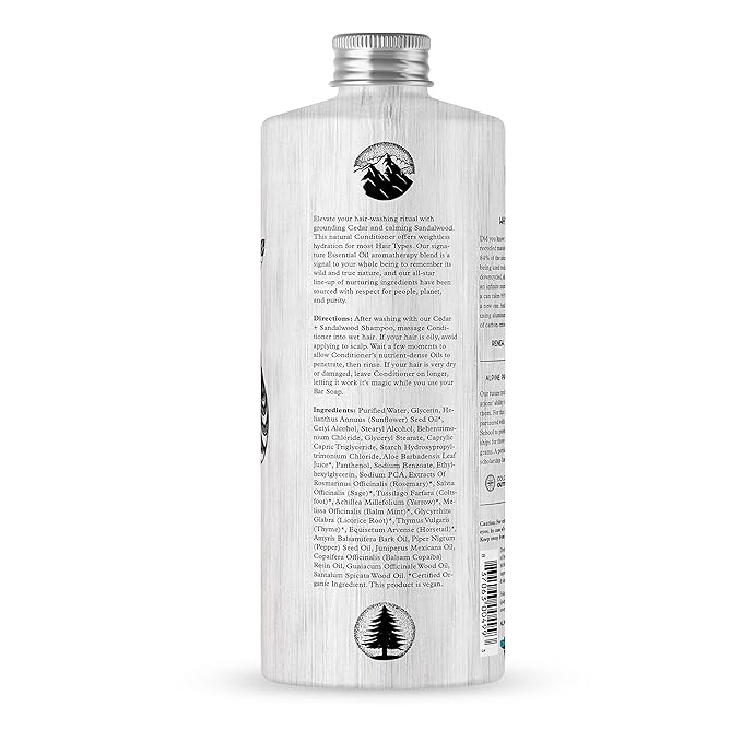 Alpine Provisions Natural & Organic Conditioner with Cedar & Sandalwood – Moisturizing Hair Conditioner with Aloe Vera, Sunflower Oil & Essential Oils – Sulfate-Free, Vegan, Plant Based – 16.9 fl oz