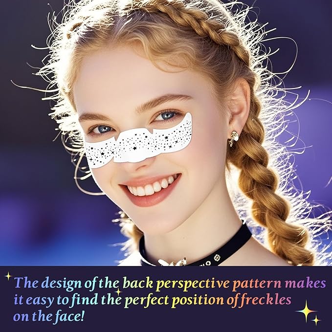 24pcs Glitter Freckles Makeup Patches-Holographic-Face Glitter Speckles, Sparkle Speckles Patches for Women, Cute Sparkling Fake Freckles, Glitter Freckles Face Tattoo, Musical Festival Accessories