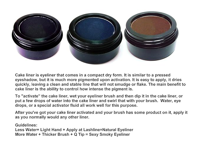 Matte Cool Dark Navy Blue Cake Eyeliner & Pressed Eyeshadow, Water Activated Powder; Gluten & Cruelty Free