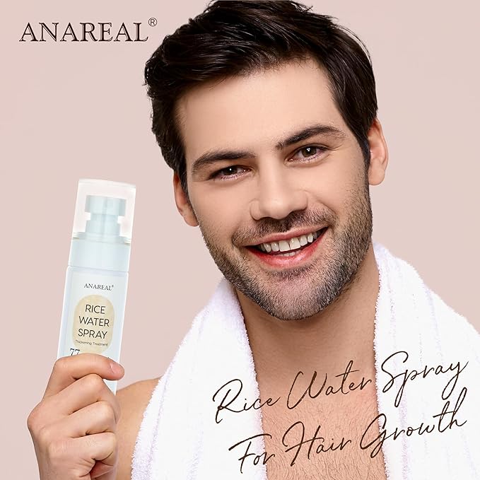 Hair Growth Oil Spray: Fermented Rice Water with Biotin & Castor Oil for Daily Hair Thickening & Scalp Nourishment - Natural Non-greasy 2oz